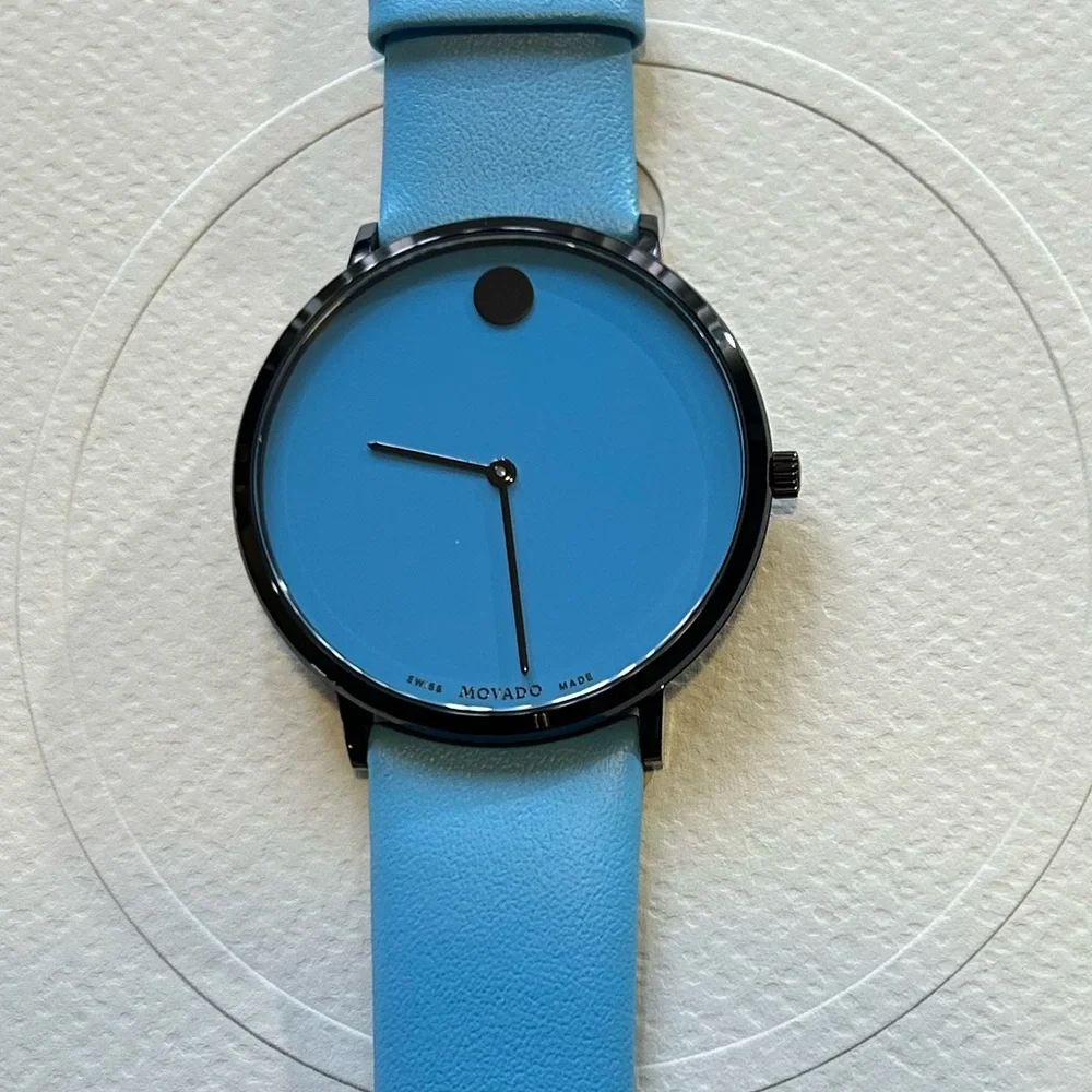 Movado Modern 47 Watch With 40mm Blue Face & Blue Leather Band